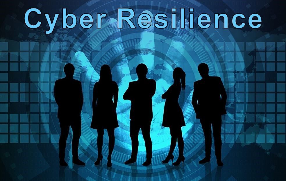 titled cyber resilience group of silhouetted people in business attire