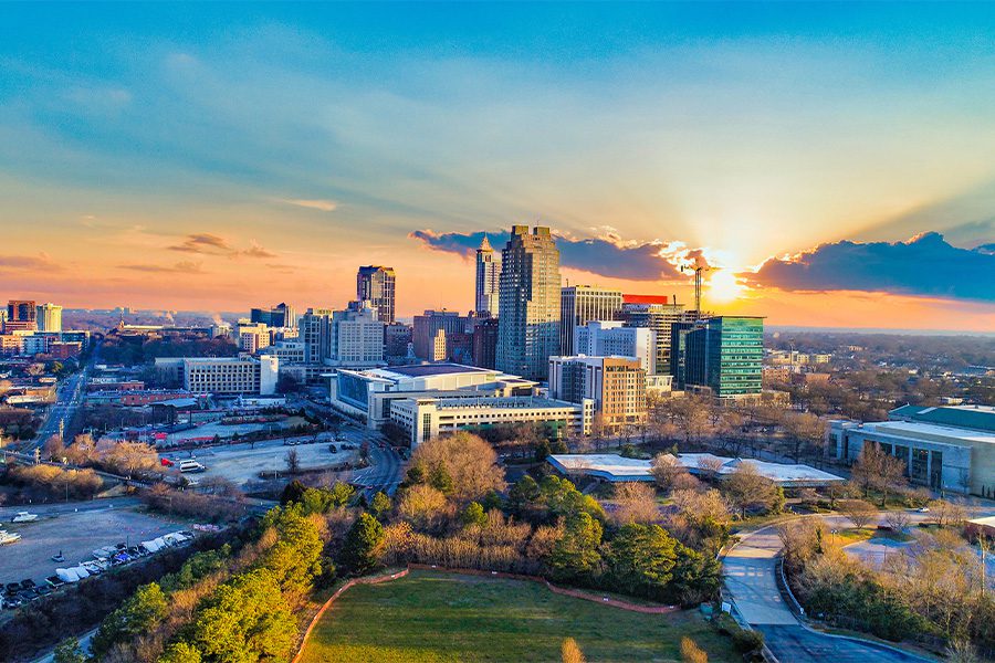 Raleigh, NC - Aerial View of Downtown Raleigh, North Carolina